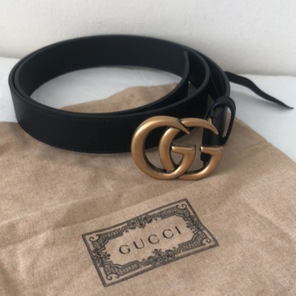 Gucci Leather Double G buckle  Belt Black Made in Italy 1in Wide New Sz. 100-40 - Picture 3 of 10